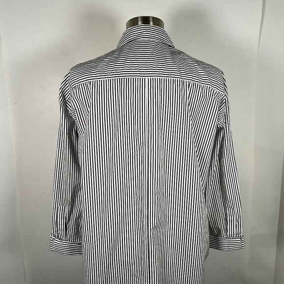 Moussy Women's Shirt Dress Free Size M/L Gray White Striped Button Up Pockets - Picture 6 of 9